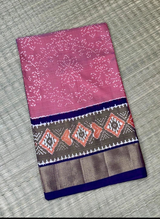 Pochampally pure ikkat pattu double border saree