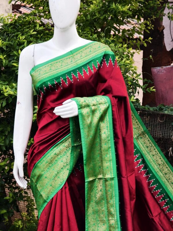 Pochampally ikkat kanchi boarder saree (silk mark certified)