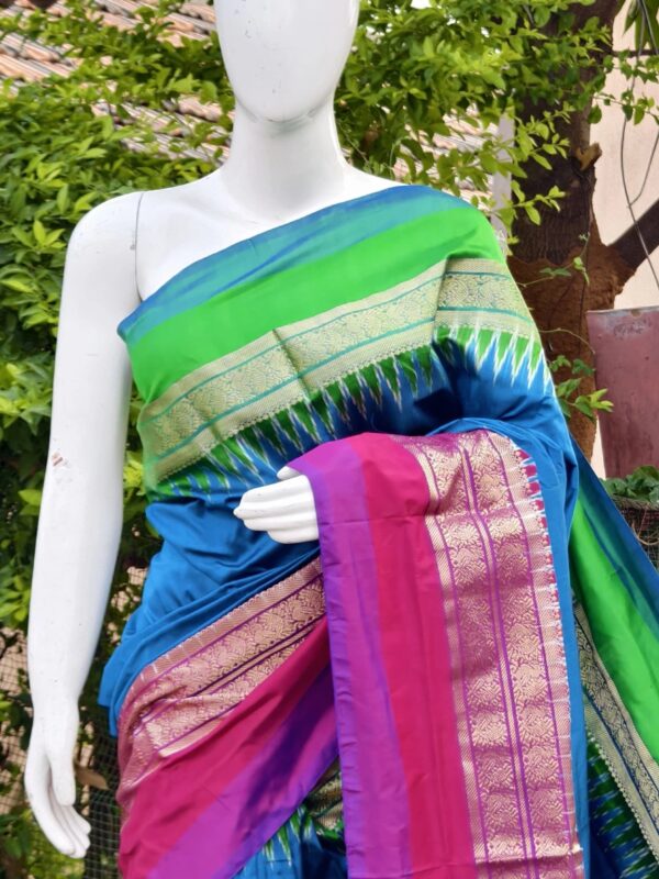 Pochampally ikkat kanchi boarder saree (silk mark certified)