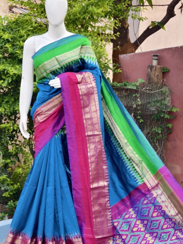 Pochampally ikkat kanchi boarder saree (silk mark certified) - Pochampally Sarees by Shreekari Silks