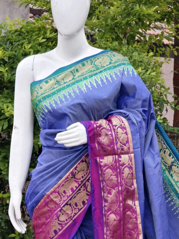 Pochampally ikkat kanchi boarder saree (silk mark certified)