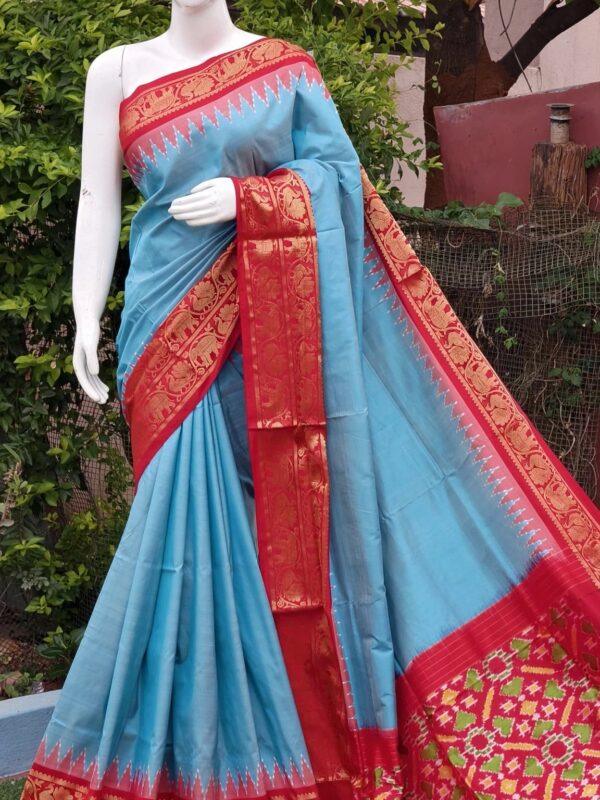 Pochampally ikkat kanchi boarder saree (silk mark certified) - Pochampally Sarees by Shreekari Silks