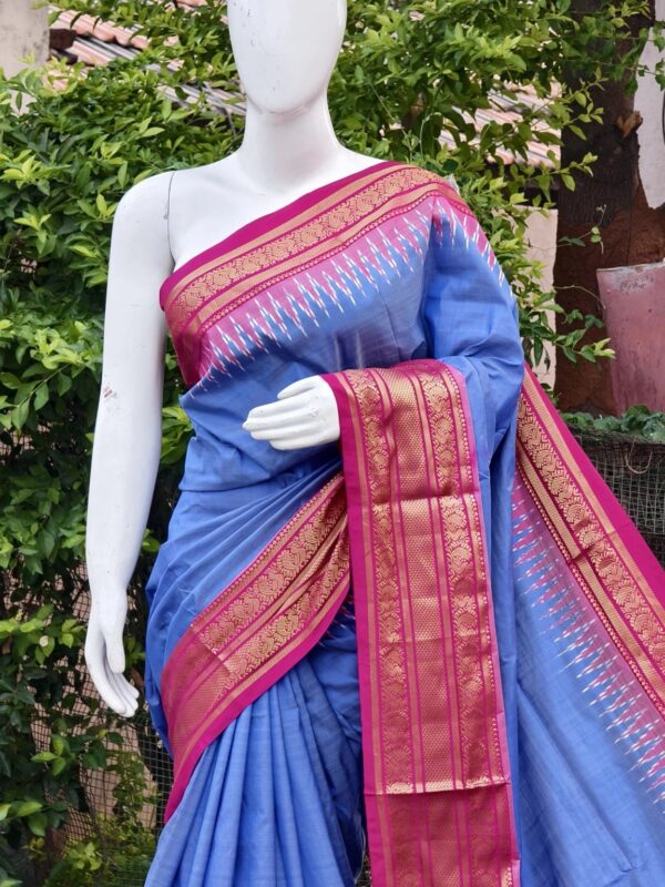 Pochampally ikkat kanchi boarder saree (silk mark certified)