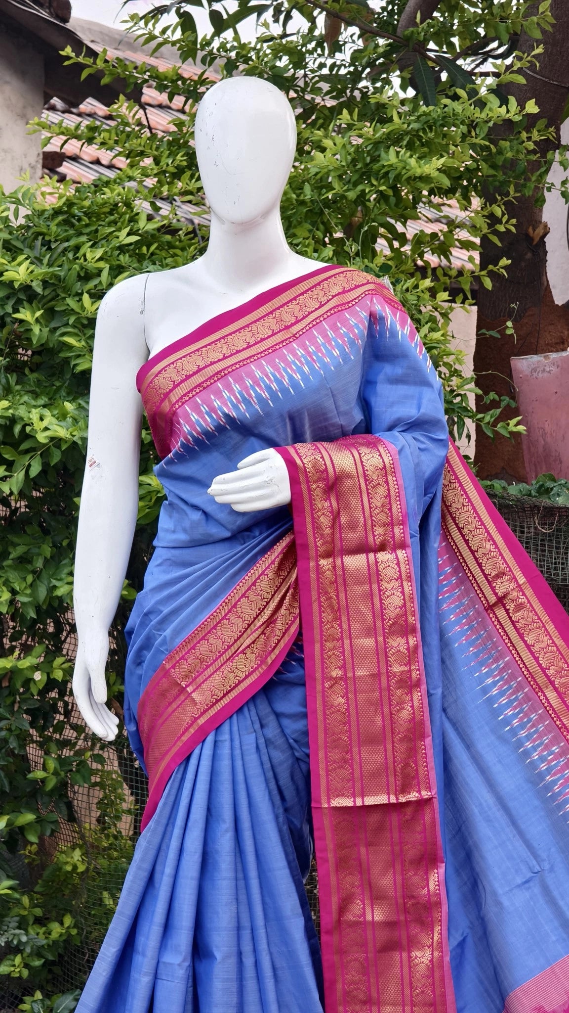 Pochampally ikkat kanchi boarder saree (silk mark certified) - Pochampally Sarees by Shreekari Silks Pochampally ikkat kanchi boarder saree (silk mark certified)