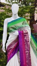 Pochampally ikkat kanchi boarder saree (silk mark certified)