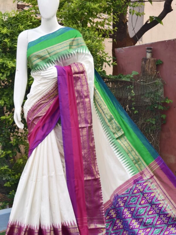 Pochampally ikkat kanchi boarder saree (silk mark certified) - Pochampally Sarees by Shreekari Silks