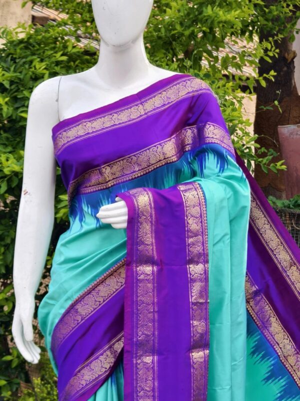Pochampally ikkat kanchi boarder saree (silk mark certified)