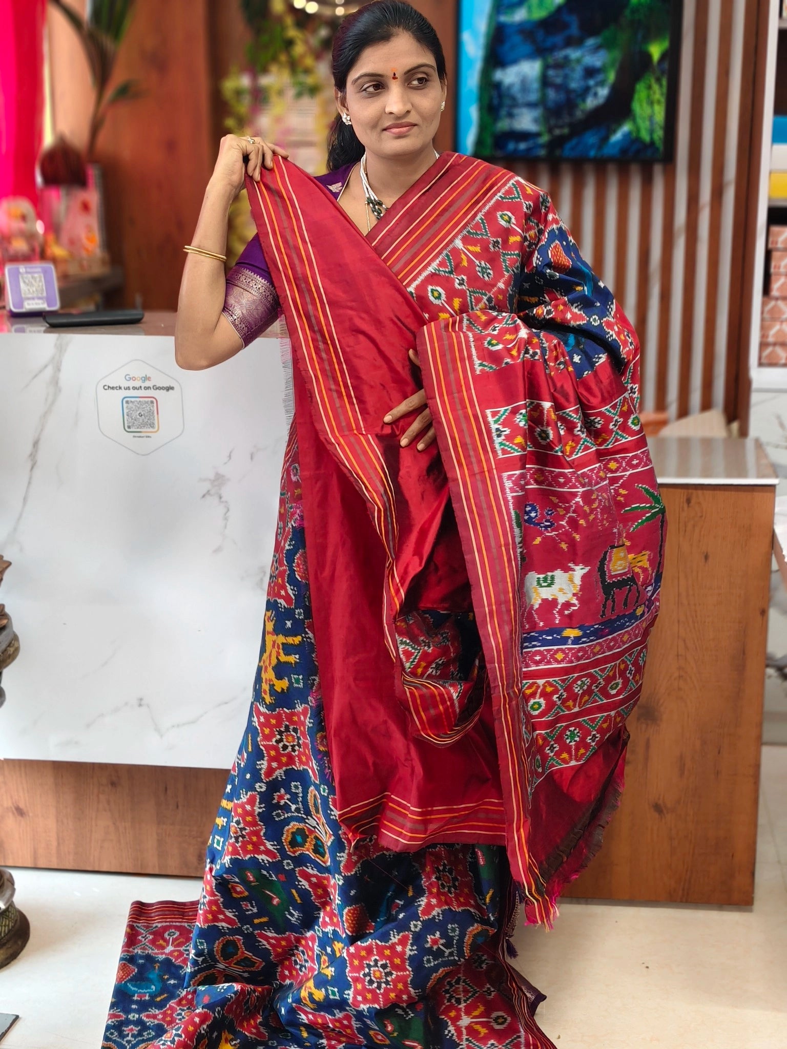 Combodian ikkat patola saree - Pochampally Sarees by Shreekari Silks Combodian ikkat patola saree - Image 3