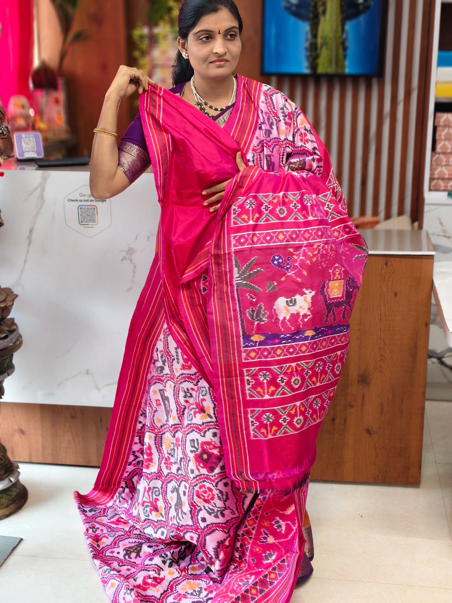 Combodian ikkat patola saree - Pochampally Sarees by Shreekari Silks Combodian ikkat patola saree - Image 3