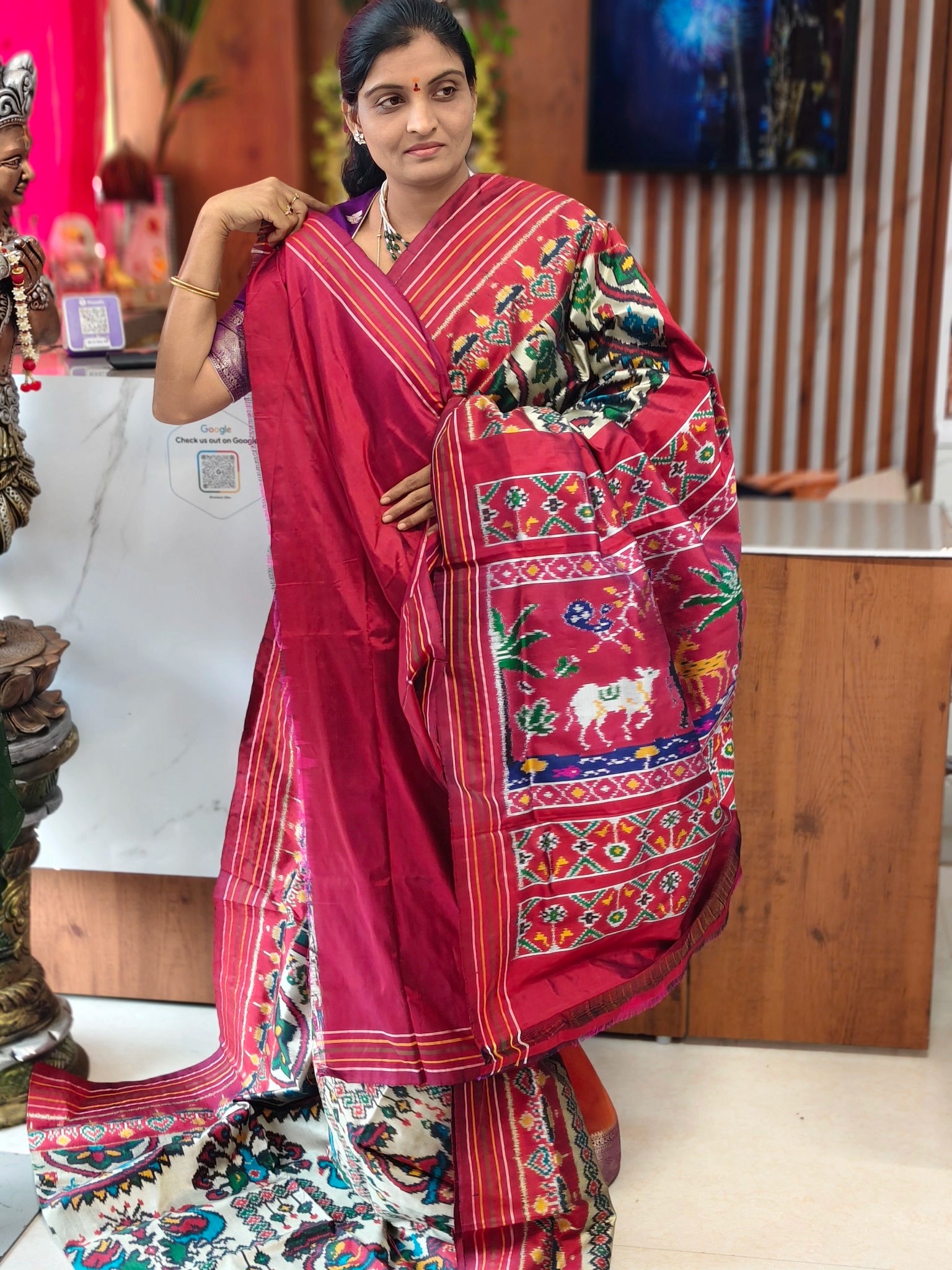 Combodian ikkat patola saree - Pochampally Sarees by Shreekari Silks Combodian ikkat patola saree - Image 3