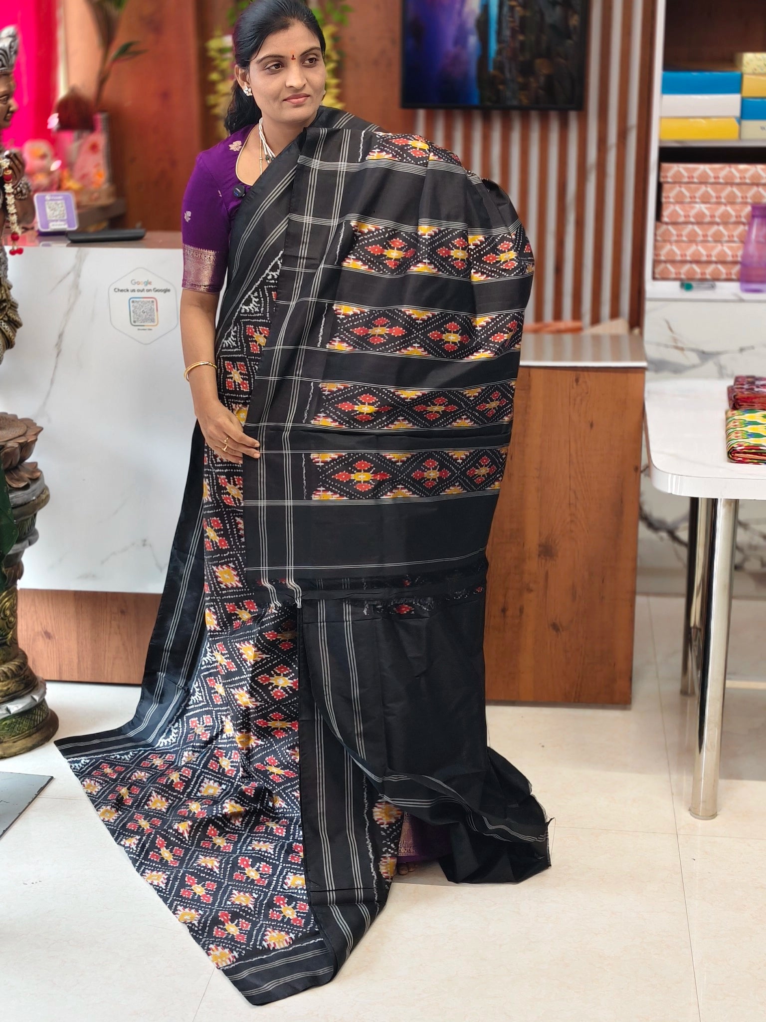 Combodian ikkat patola saree - Pochampally Sarees by Shreekari Silks Combodian ikkat patola saree - Image 2