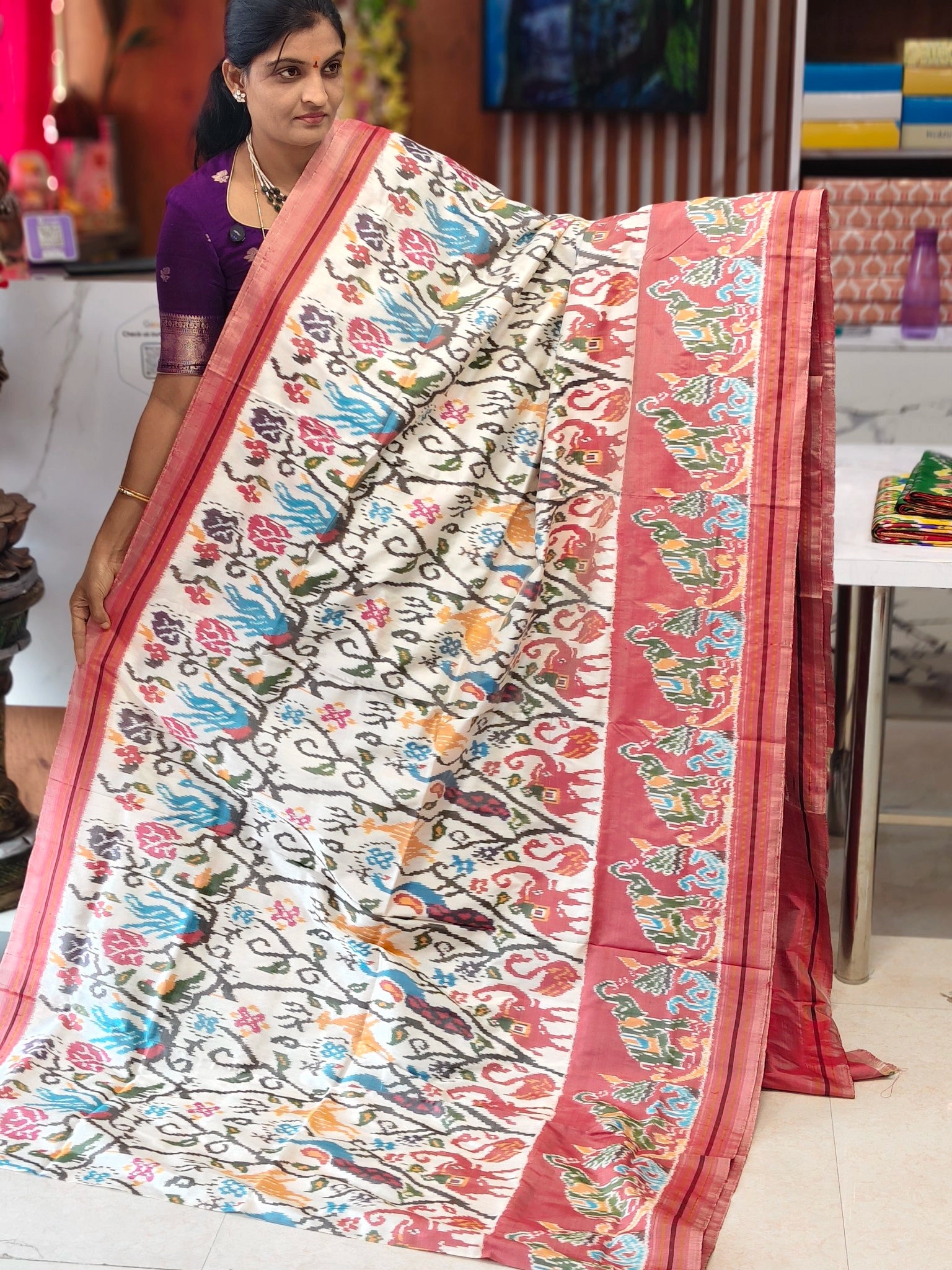 Combodian ikkat patola saree