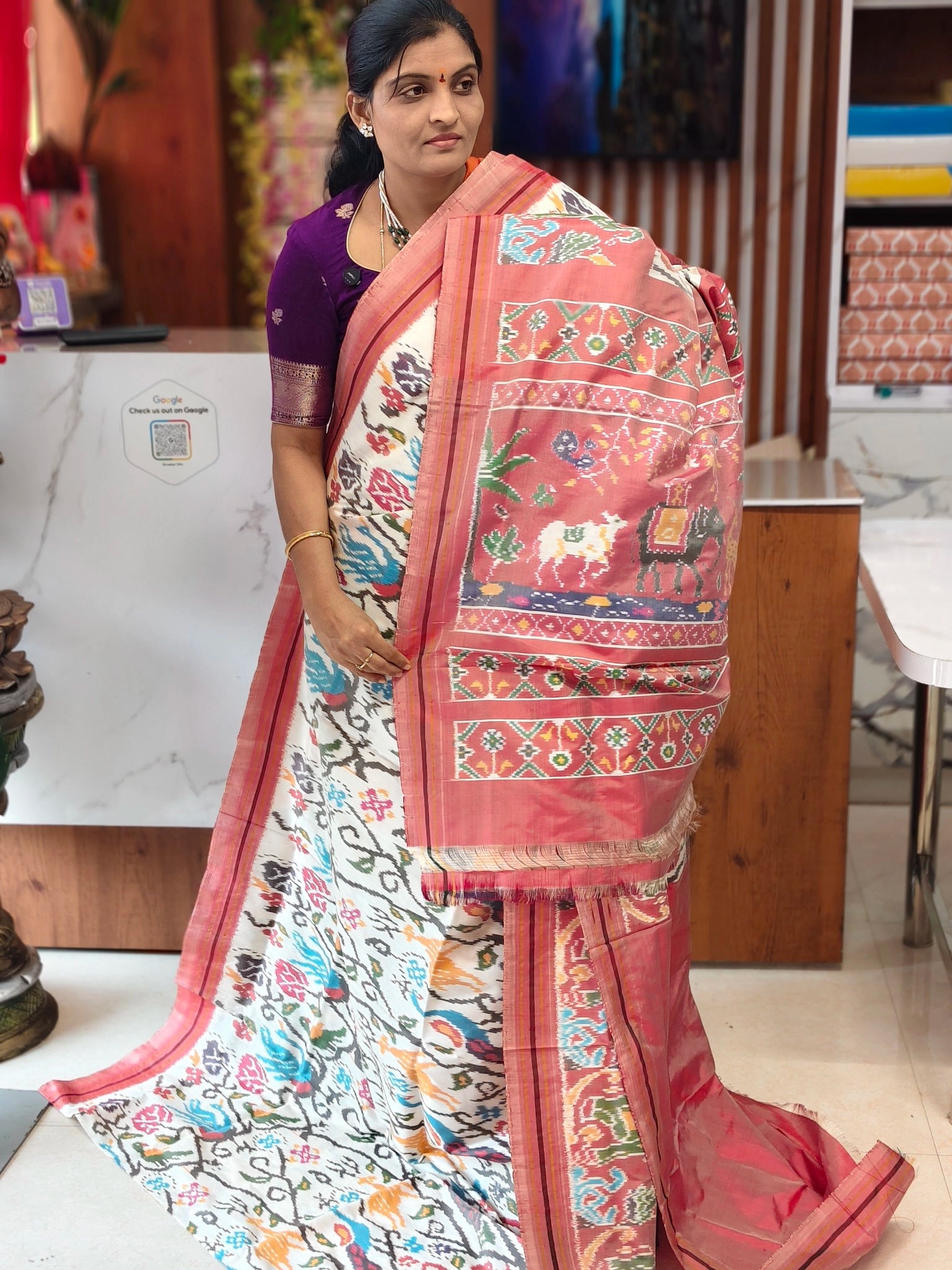 Combodian ikkat patola saree - Pochampally Sarees by Shreekari Silks Combodian ikkat patola saree - Image 2