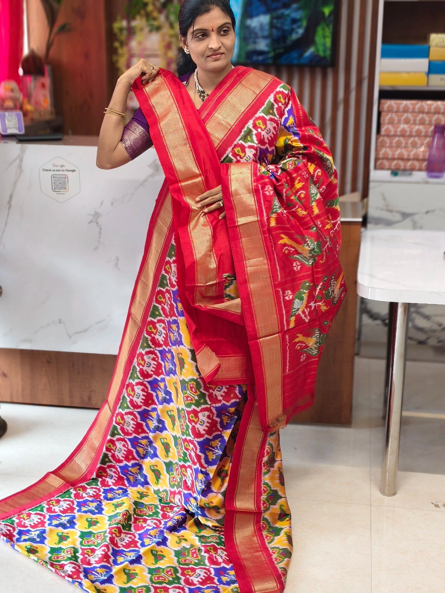Combodian ikkat patola saree - Pochampally Sarees by Shreekari Silks Combodian ikkat patola saree - Image 3