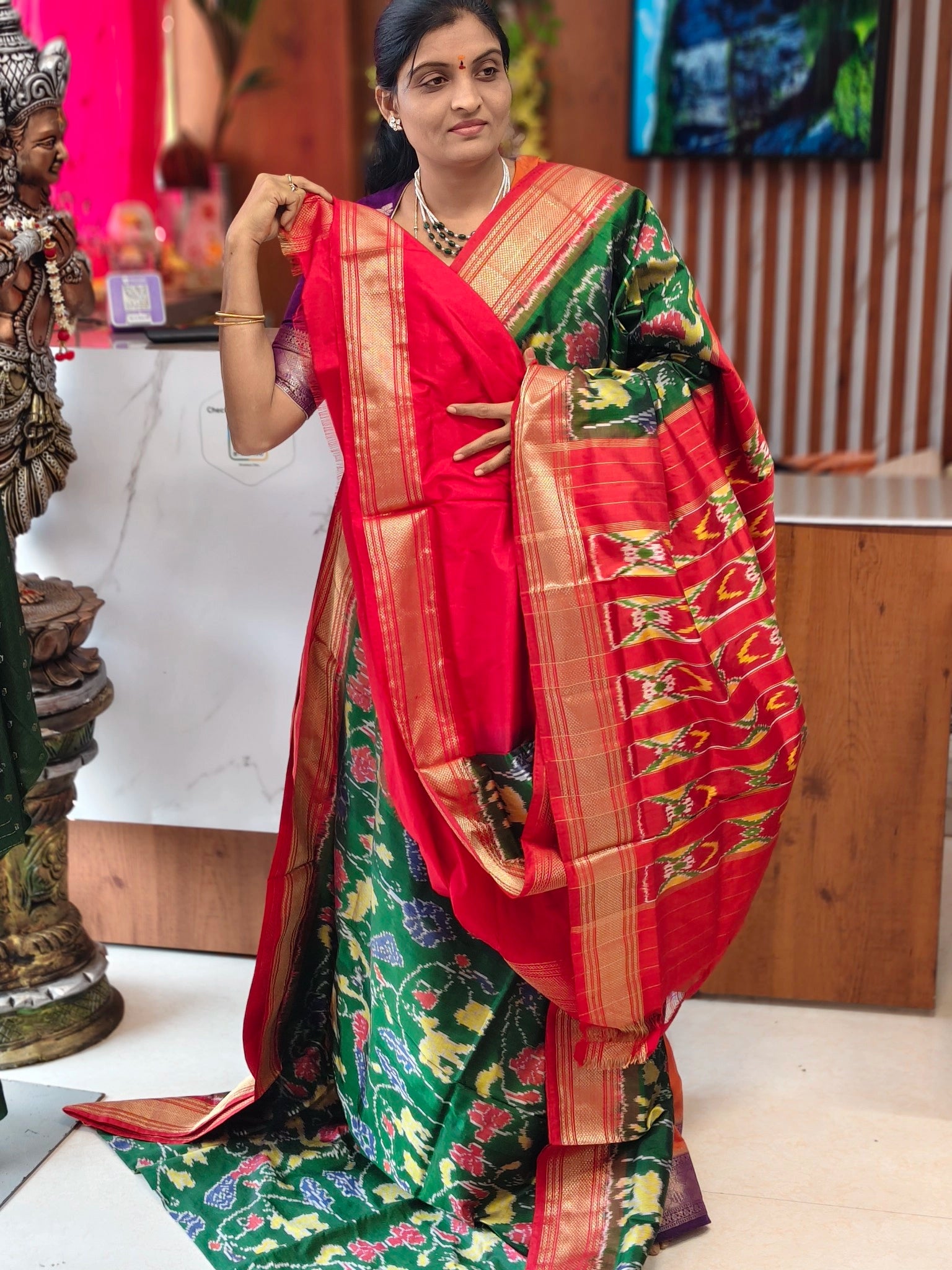 Combodian ikkat patola saree - Pochampally Sarees by Shreekari Silks Combodian ikkat patola saree - Image 3