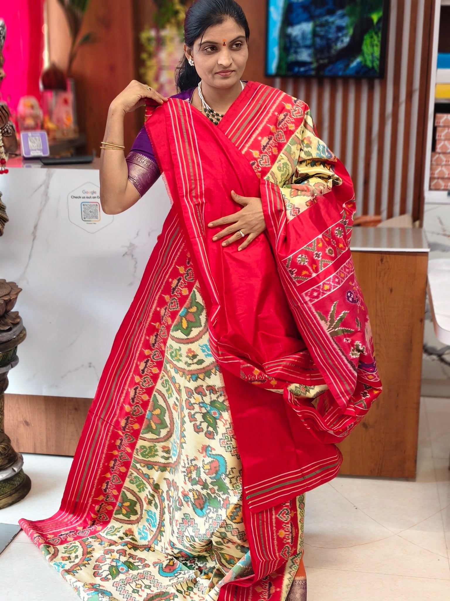 Combodian ikkat patola saree - Pochampally Sarees by Shreekari Silks Combodian ikkat patola saree - Image 3